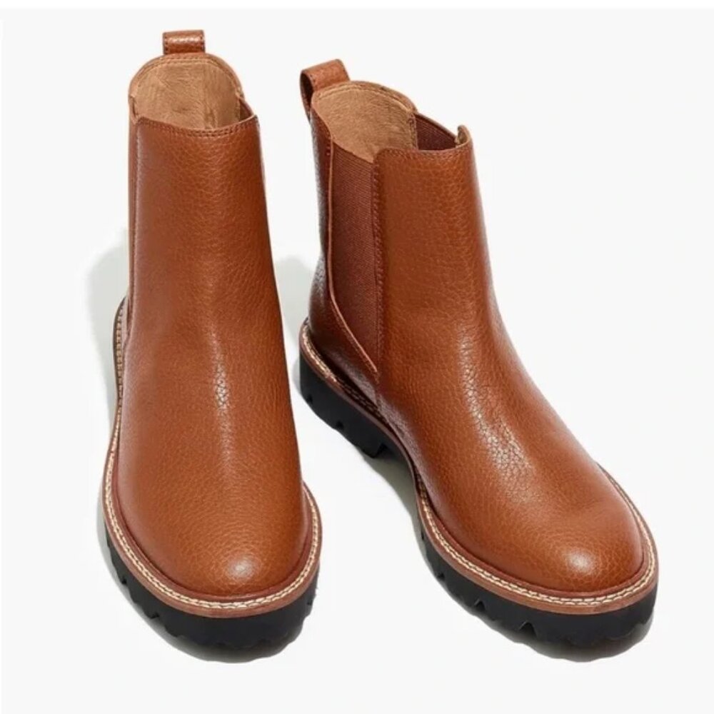 NWOT Madewell Citywalk Lugsole Chelsea Boot in Leather English Saddle Brown 6.5